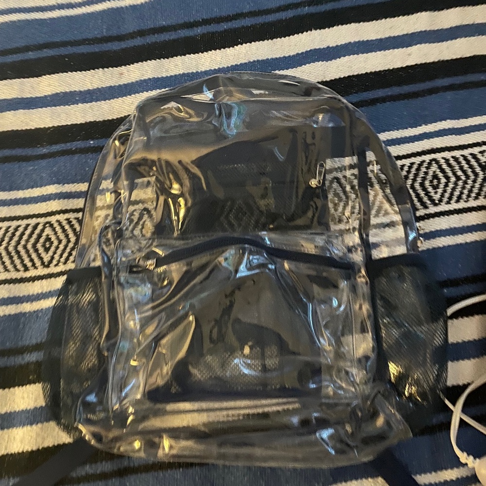 clear navy blue backpack